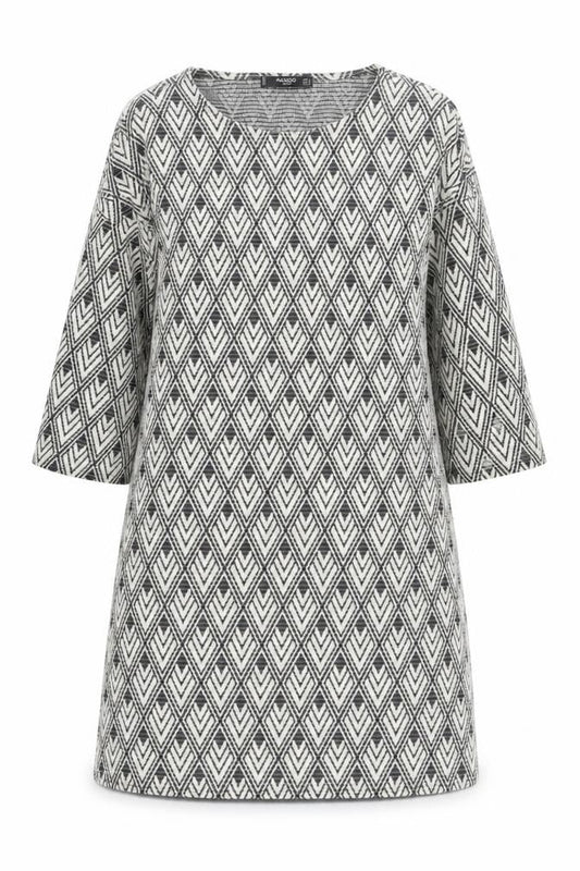 Mango Women's Black Shift Dress S Geometric