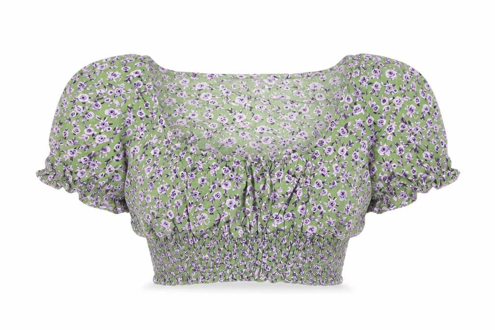 Motel Women's Multicoloured Floral Cropped Blouse - Size S