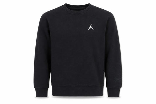 Front view of Jordan boys’ black pullover sweatshirt l basketball logo