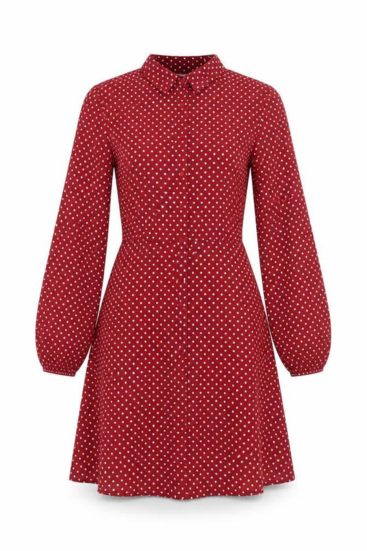 Blue Vanilla Women's Red Polka Dot Shirt Dress XS