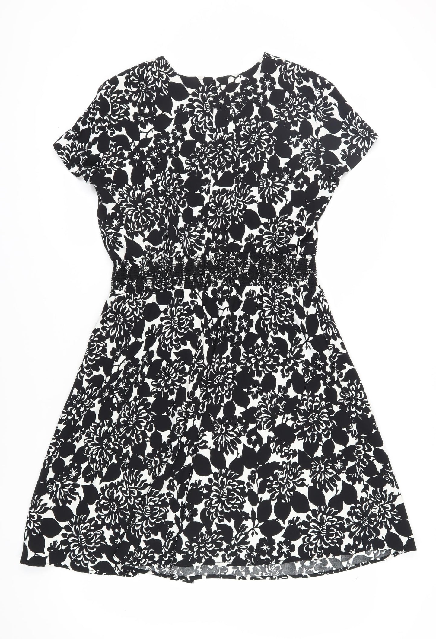 Brooks Brothers Women's Black Floral Dress Sz 12 Short Sleeve