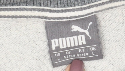 Close-up detail of Puma Men's Grey Pullover Sweatshirt L