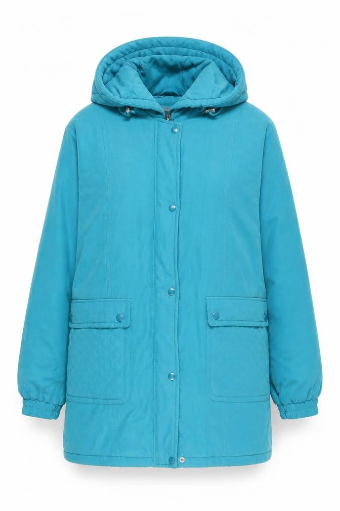 Damart Women's Blue Hooded Parka Jacket - Size L