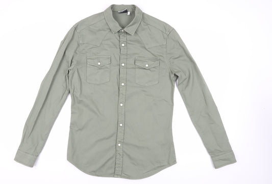 ASOS DESIGN Men's Green Long Sleeve Shirt