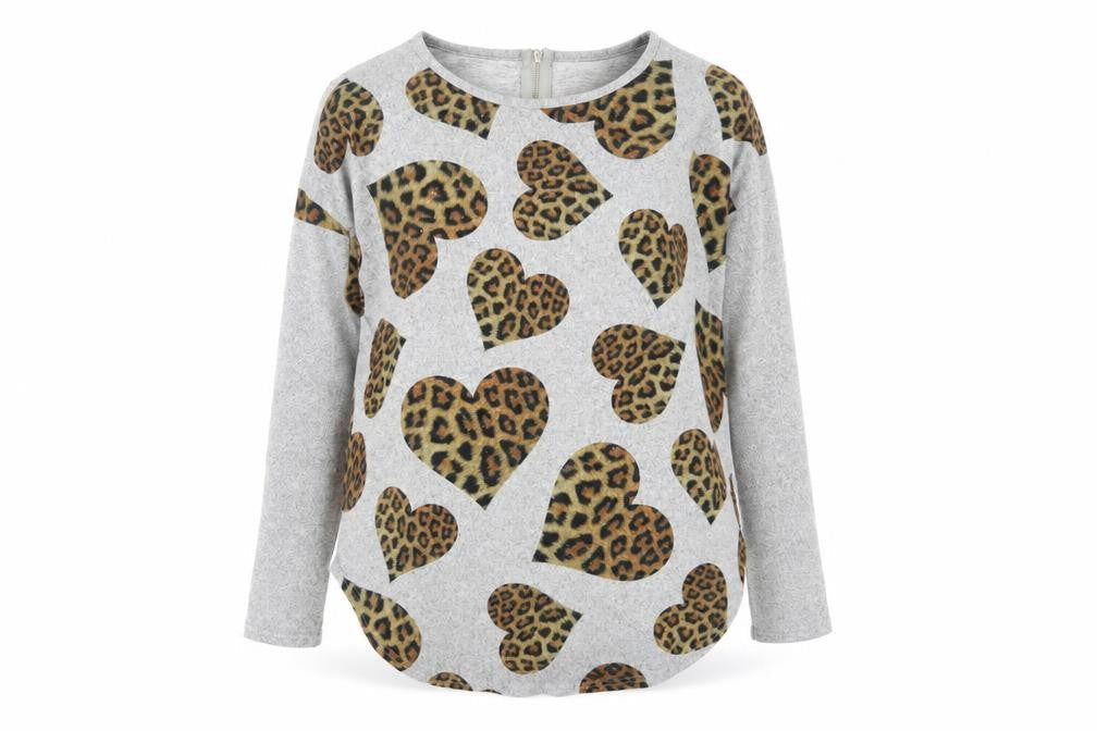 Quiz Women's Grey Leopard Print Blouse, Medium, Casual