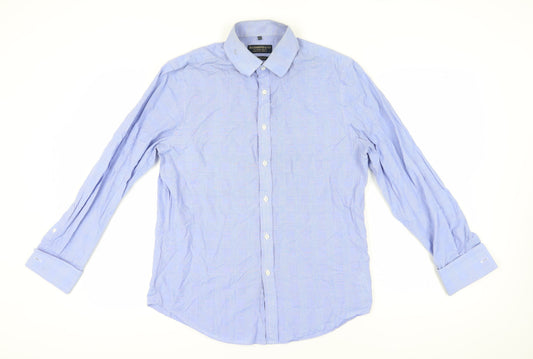 Hammond & Co. Men's Blue Check Dress Shirt 16 Regular