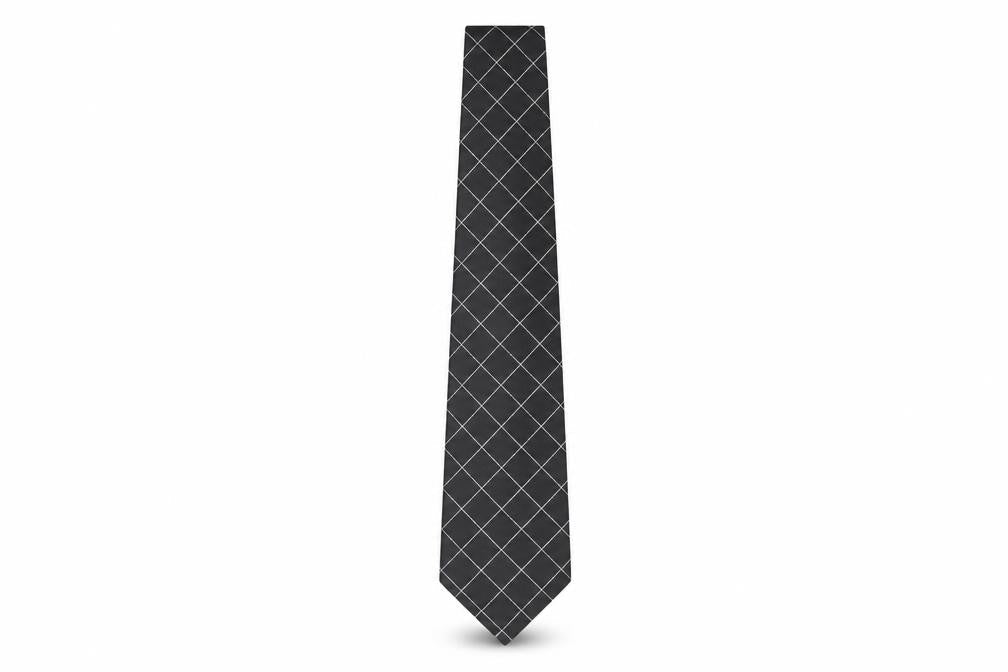 Thomas Nash Men's Black Silk Checked Designer Tie