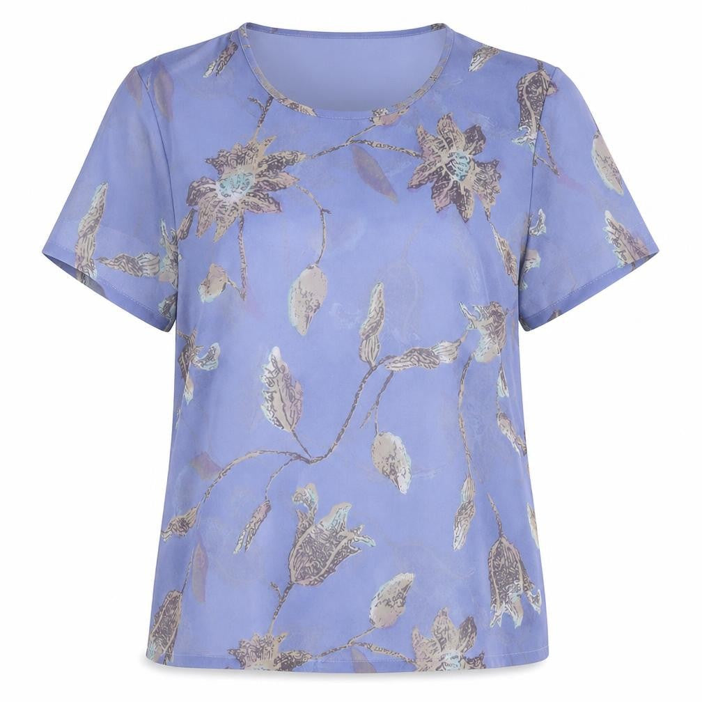 Jacques Vert Women's Blue Floral Blouse, Size 12, Short Sleeve