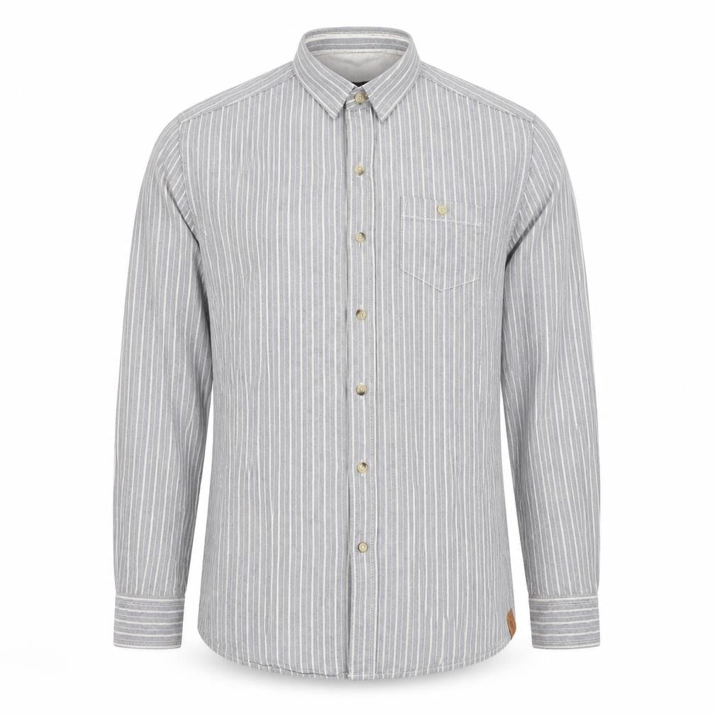 LOT 902 Men's Grey Striped Button-Up Shirt L