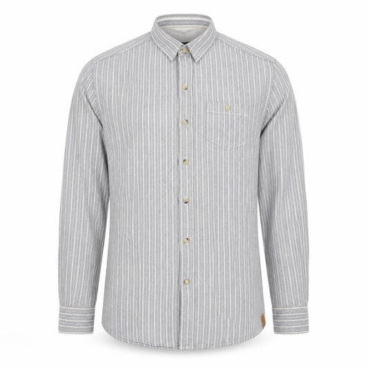 LOT 902 Men's Grey Striped Button-Up Shirt L