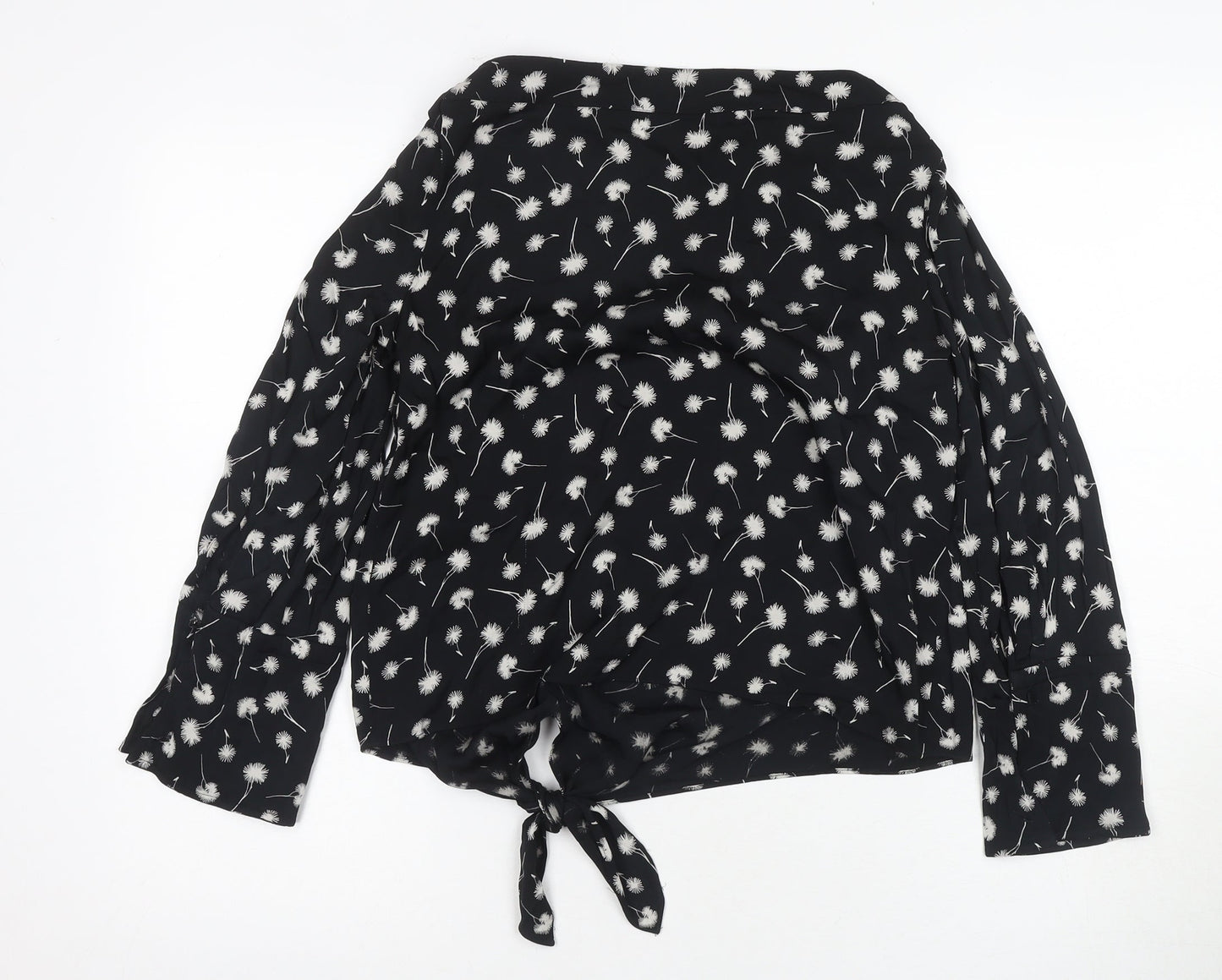 Jigsaw Women's Black Floral Blouse, UK 6, Boat Neck