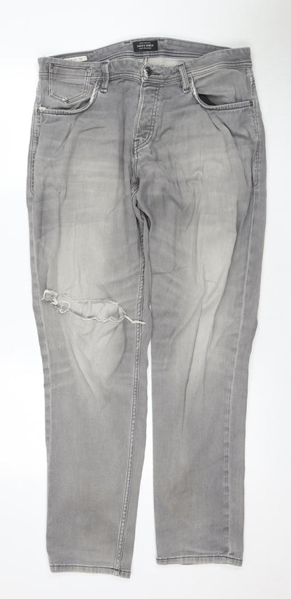 Jack & Jones Men’s Grey Slim Straight Jeans