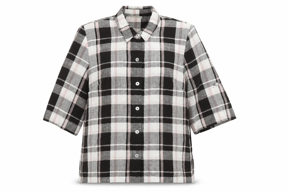Eastex Women's Black Plaid Button-Up Shirt, Size 12