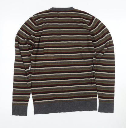 Back view of Linea Men's Multicoloured Striped Wool Jumper S