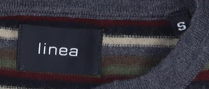 Close-up detail of Linea Men's Multicoloured Striped Wool Jumper S
