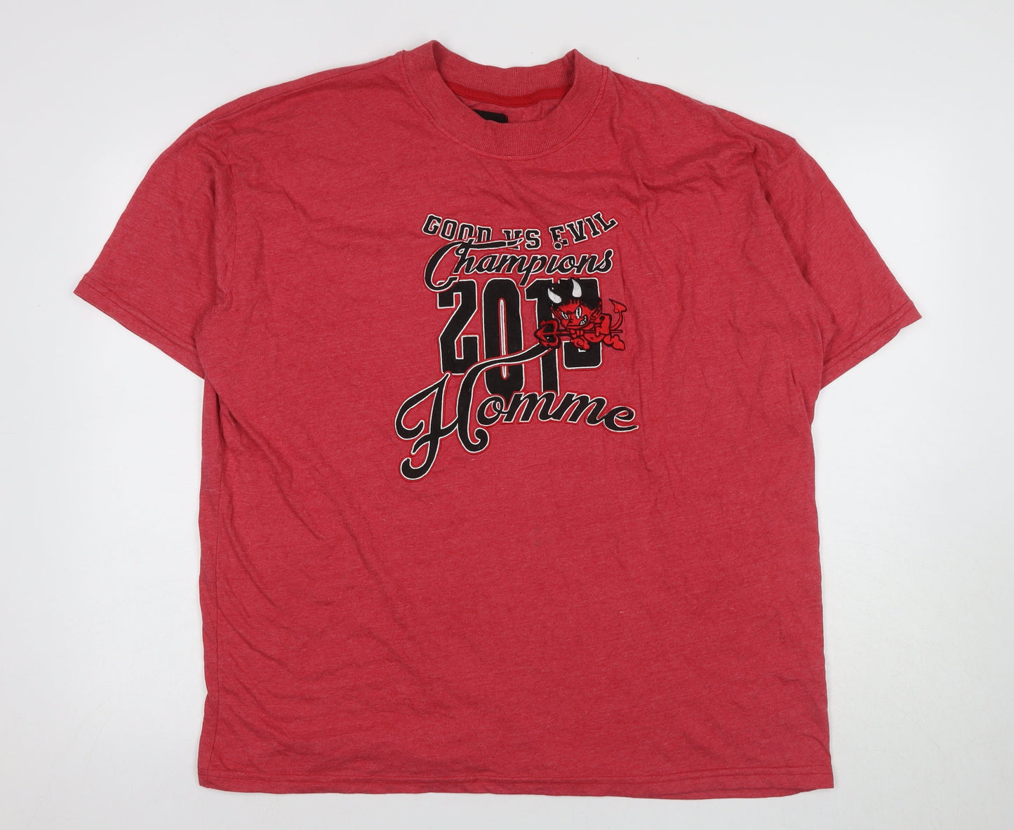 boohooMAN Men's Red Graphic T-Shirt L Regular Fit
