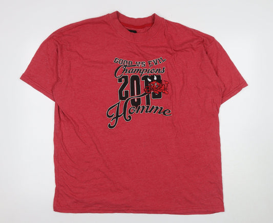 boohooMAN Men's Red Graphic T-Shirt L Regular Fit