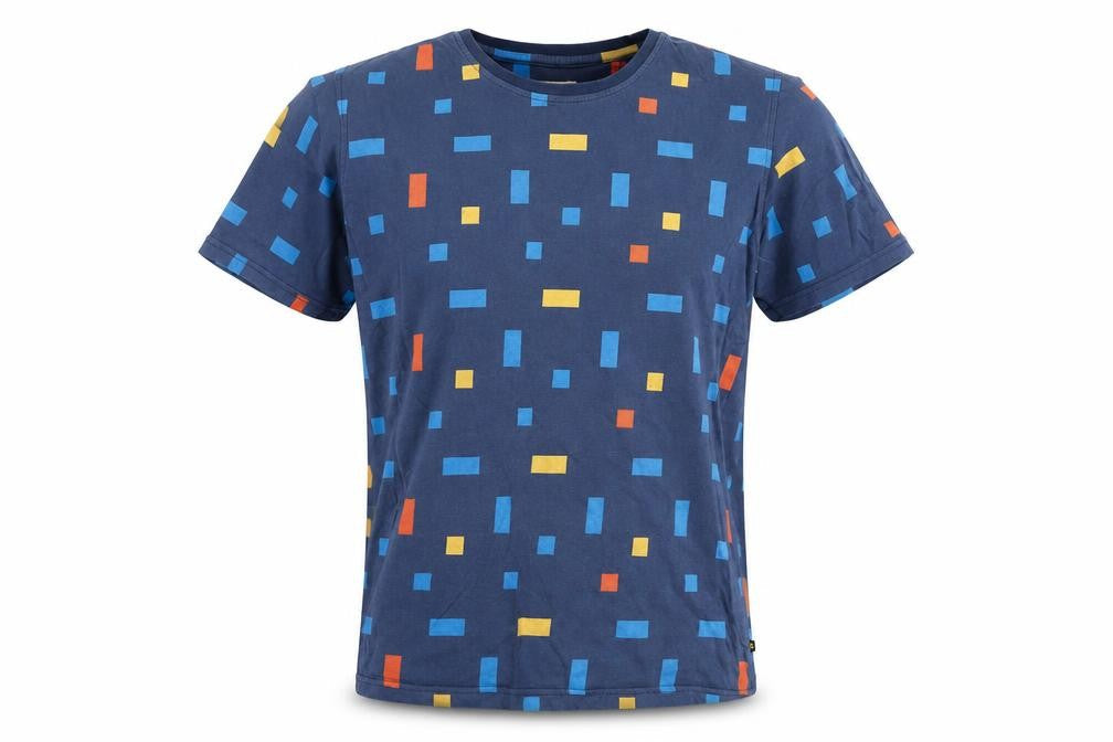 tuktuk Men's Blue Geometric Pattern T-Shirt, Size S