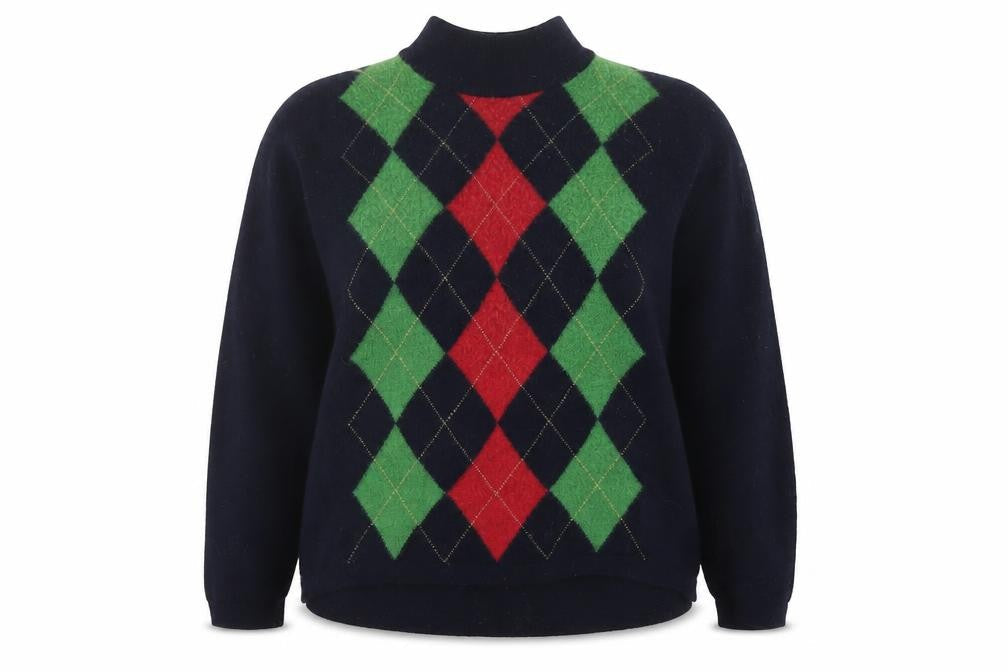 Marks & Spencer Women's Multicoloured Argyle Pullover, Size 14