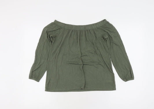 Hollister Women's Green Off the Shoulder Blouse XS