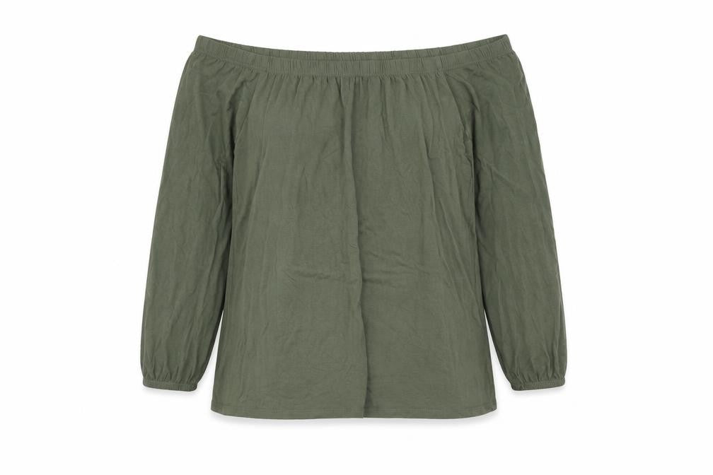 Hollister Women's Green Off the Shoulder Blouse XS
