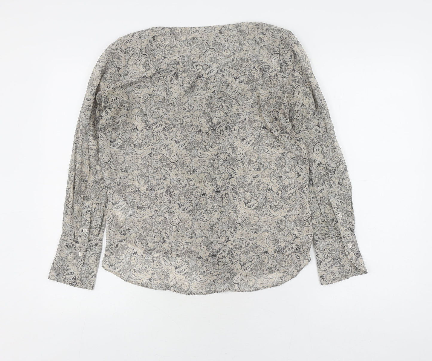 H&M Unisex Grey Silk Paisley Dress Shirt Size 36