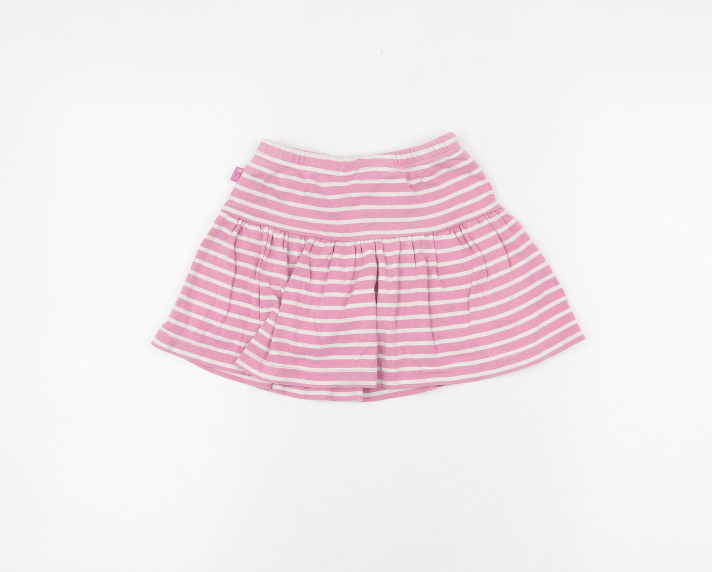 JoJo Maman Bébé Girls Pink Stripe A-Line Skirt 12-24 Months