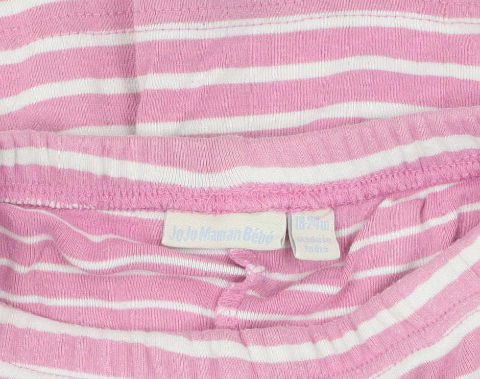 JoJo Maman Bébé Girls Pink Stripe A-Line Skirt 12-24 Months