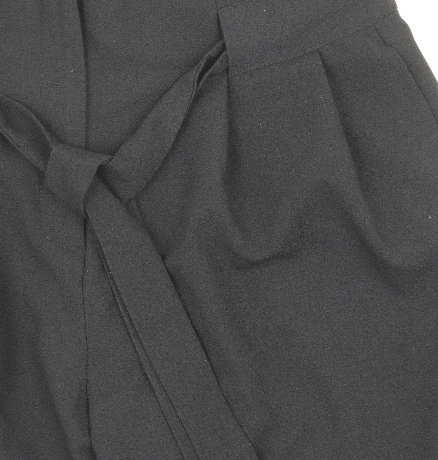 ASOS Women's Black Cropped Tapered Belted Trousers Size 12