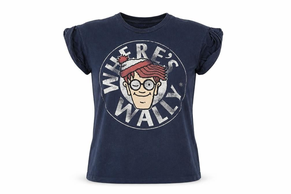 Women's Blue Where's Wally T-Shirt, Size 8, Casual