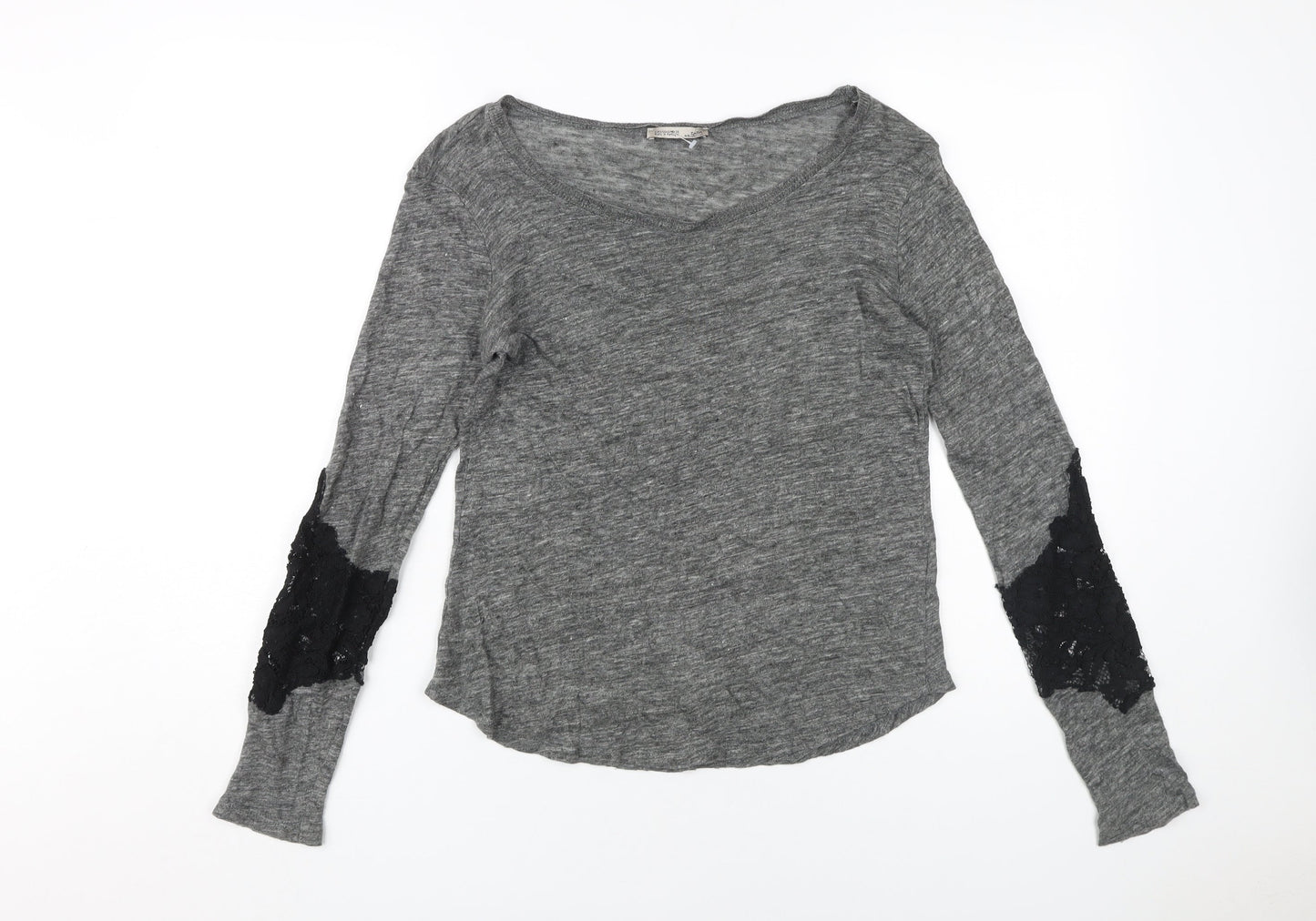 Zara Women's Grey Basic Long Sleeve T-Shirt Size 8