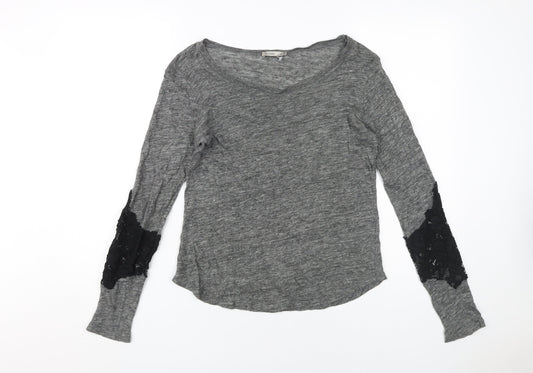 Zara Women's Grey Basic Long Sleeve T-Shirt Size 8