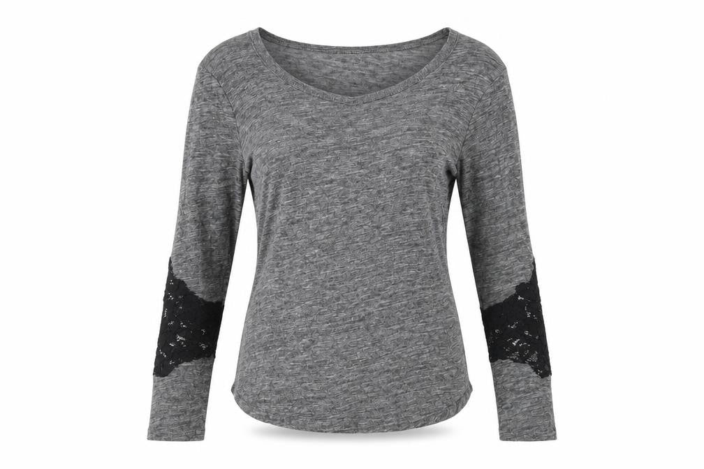 Zara Women's Grey Basic Long Sleeve T-Shirt Size 8