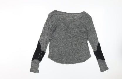 Zara Women's Grey Basic Long Sleeve T-Shirt Size 8