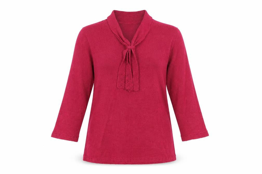 Honor Millburn Red 3/4 Sleeve Bow Neck Blouse Size 10