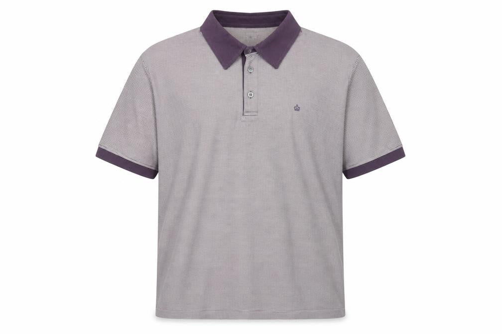 Jeff Banks Men's 2XL Purple Striped Polo Shirt
