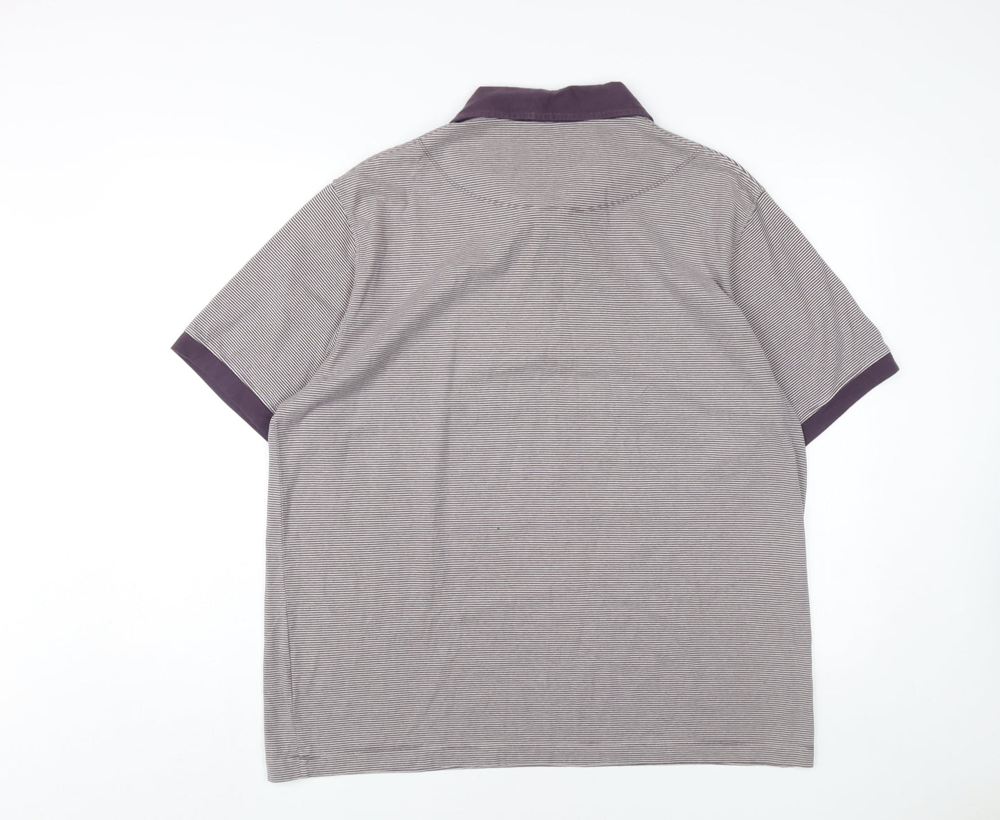 Jeff Banks Men's 2XL Purple Striped Polo Shirt