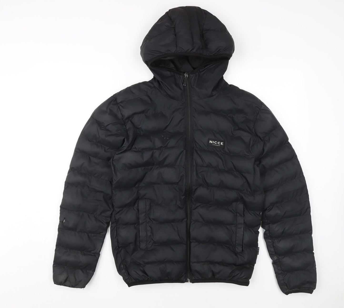 Nicce Men's Black Puffer Jacket Size S Hooded