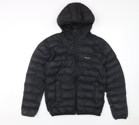 Nicce Men's Black Puffer Jacket Size S Hooded