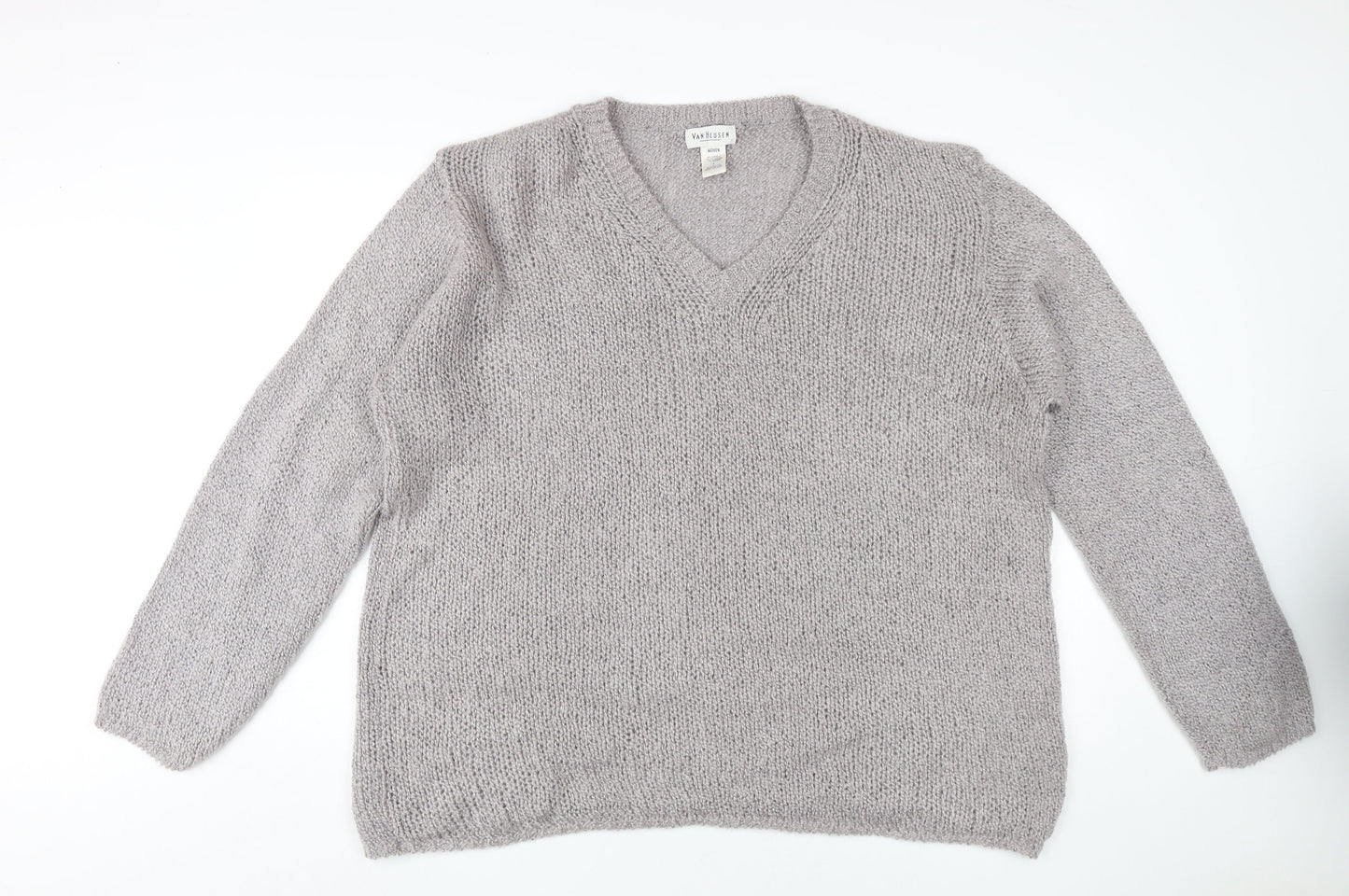 Van Heusen Women's Grey V-Neck Pullover Jumper Size L