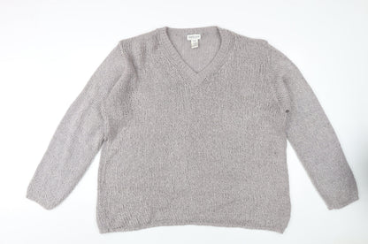 Van Heusen Women's Grey V-Neck Pullover Jumper Size L