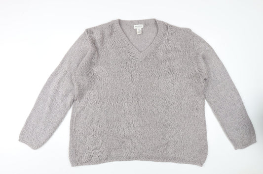 Van Heusen Women's Grey V-Neck Pullover Jumper Size L