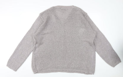 Van Heusen Women's Grey V-Neck Pullover Jumper Size L