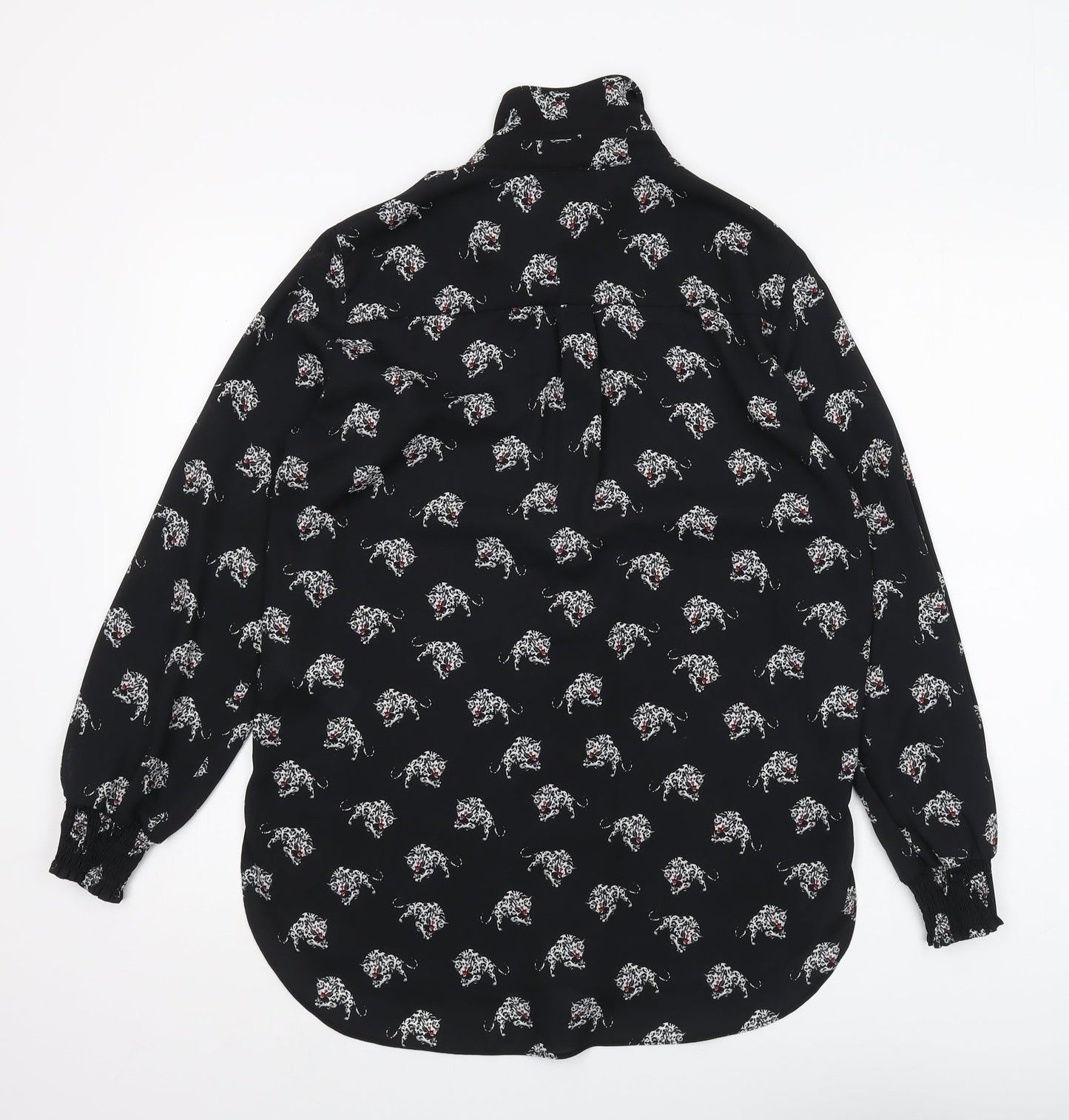 Wallis Women's Black Animal Print Button-Up Shirt