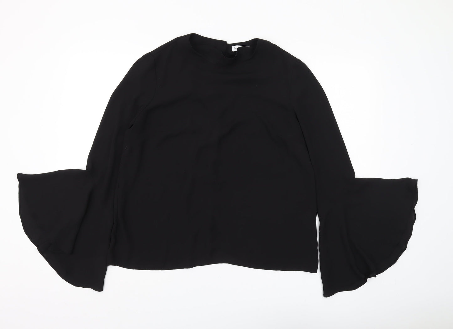 Warehouse Women's Black Blouse, Size 14, Flared Sleeve
