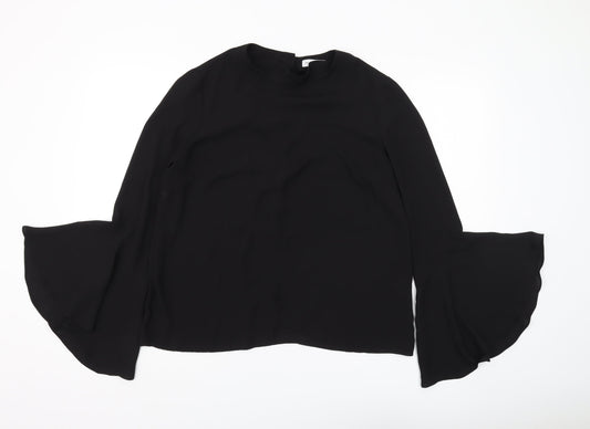 Warehouse Women's Black Blouse, Size 14, Flared Sleeve
