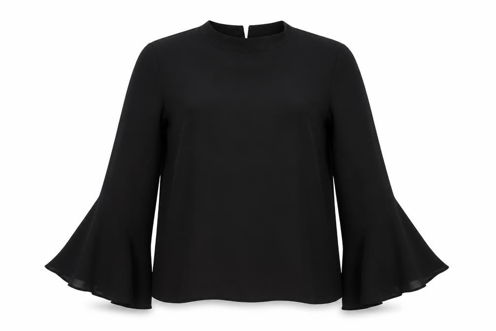 Warehouse Women's Black Blouse, Size 14, Flared Sleeve