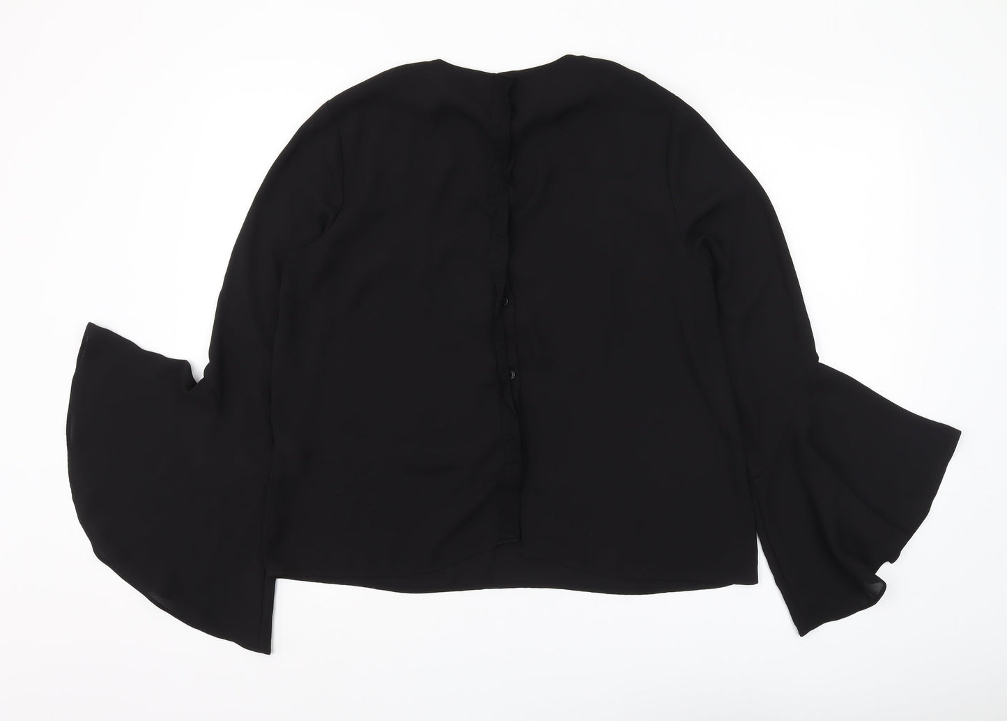 Warehouse Women's Black Blouse, Size 14, Flared Sleeve