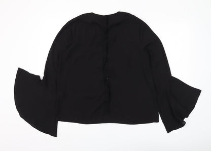 Warehouse Women's Black Blouse, Size 14, Flared Sleeve