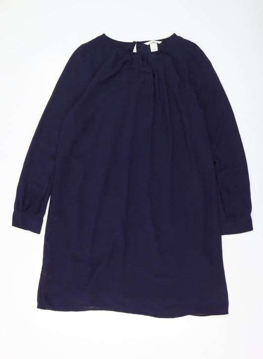 H&M Women's Blue Shift Dress, Size 12, Knee Length
